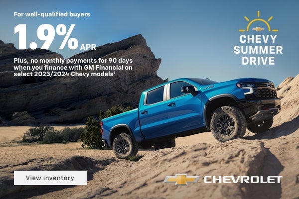 For well-qualified buyers 1.9% APR + No monthly payments for 90 DAYS when you finance with GM Fin...